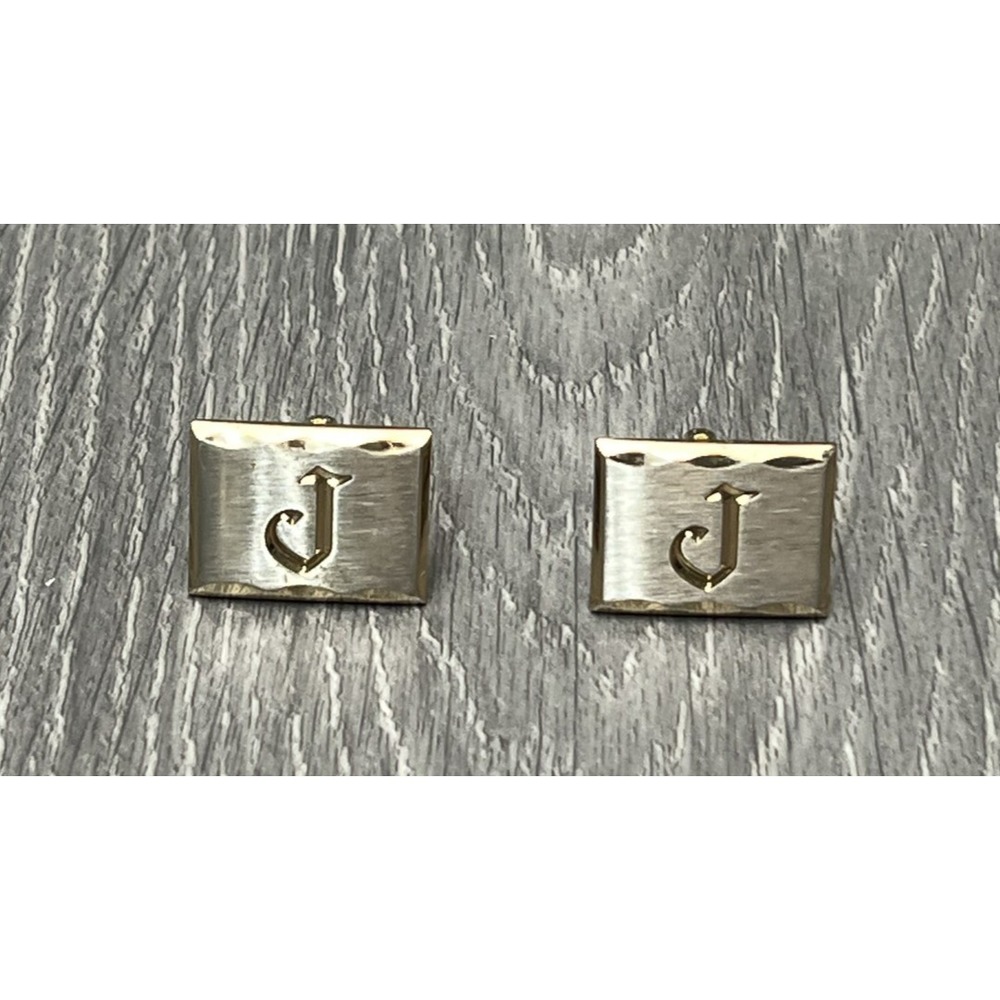 Vintage Hickok Gold Tone Initial J Cufflinks USA Monogrammed Letter Cuff Link